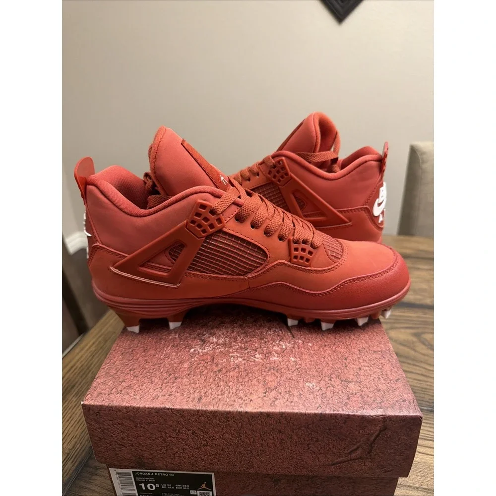 Custom Air Jordan 4 Brick by Brick Football Cleats  Mens Size 10.5